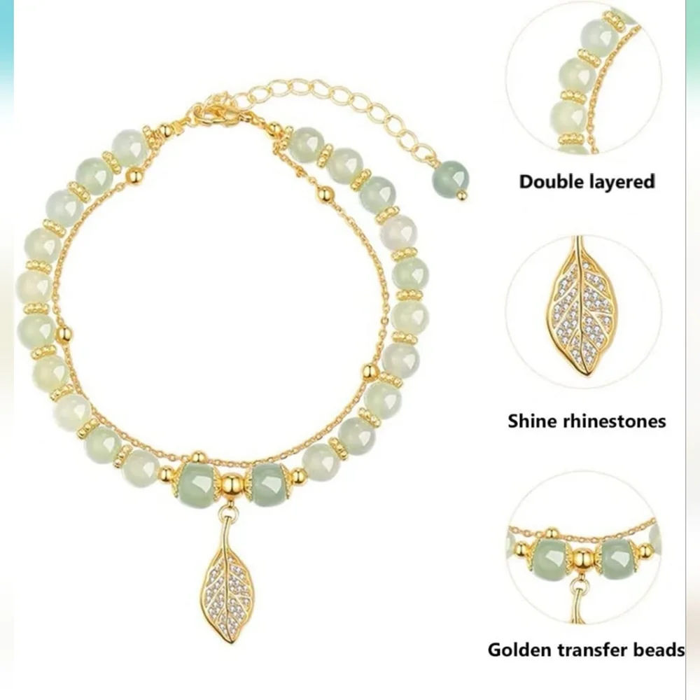 Jadine Gold Leaf Crystal Bracelet.